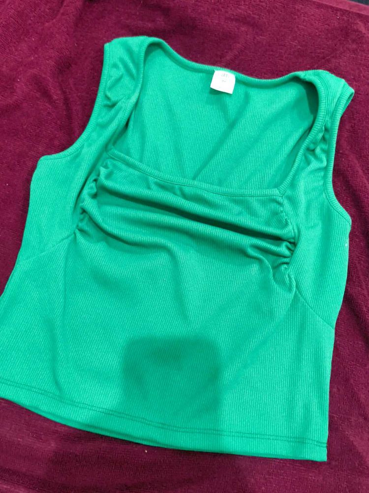 Fluorescent Green Ribbed Top