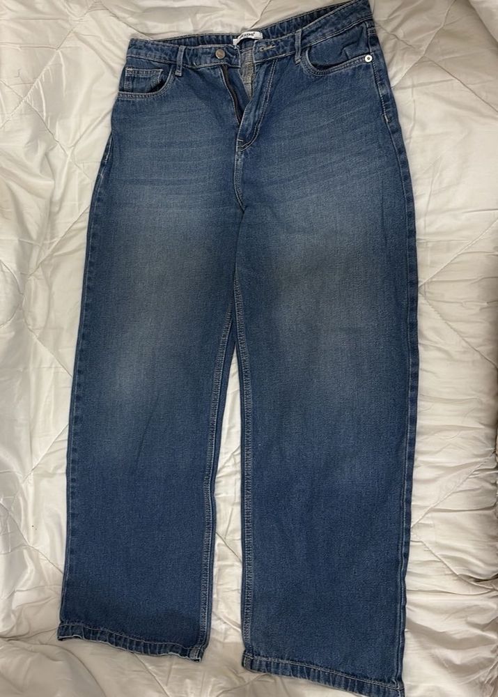 Freakins- Stylish Blue Denim Wide-Leg Jeans