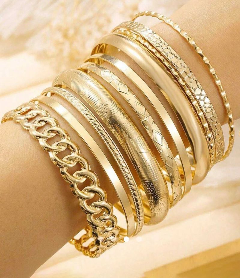 Bangle Set(Golden):Anti-Tarnish