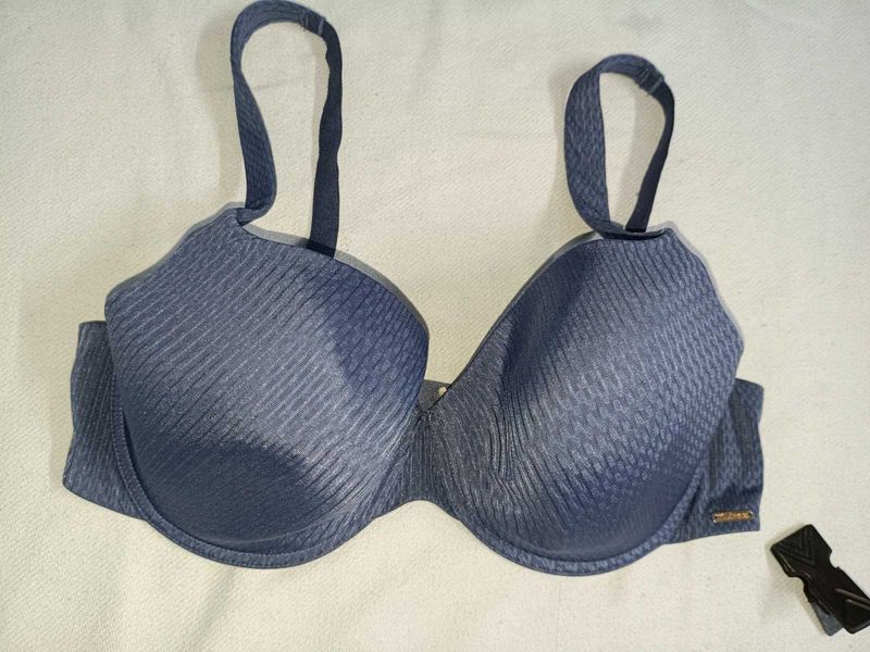 Blue Textured Bra