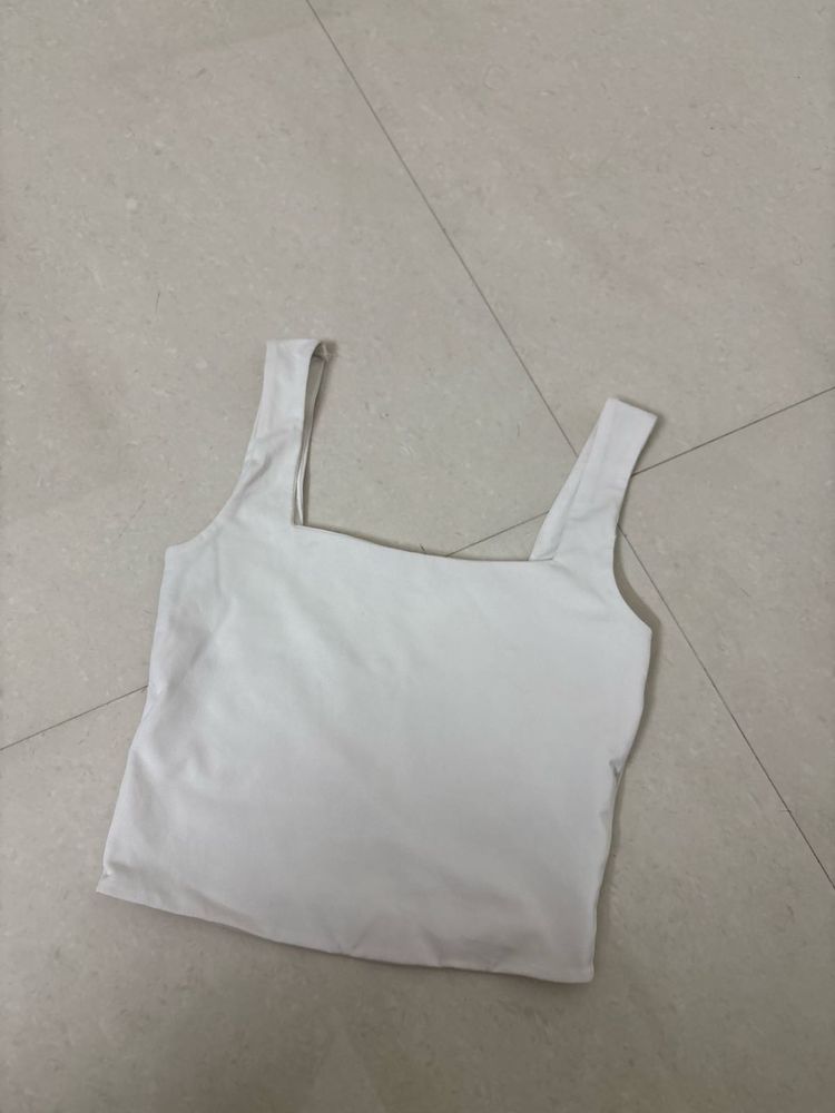 White Square Neck Tank Top