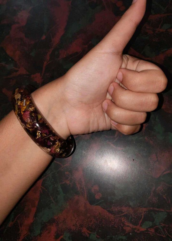 Unique Dried Flower Resin Bangle One piece