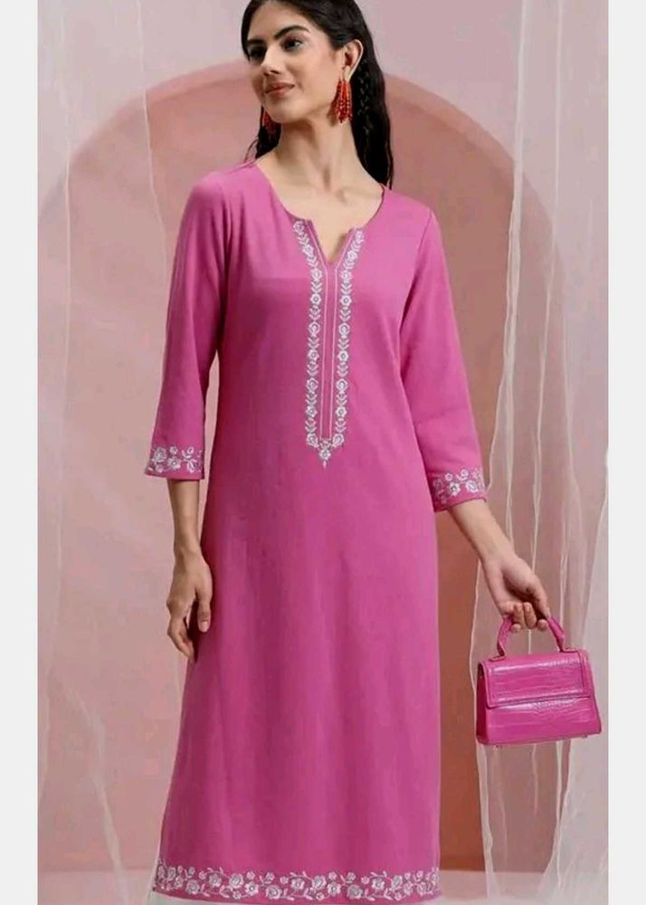 Pink Embroidered Kurti