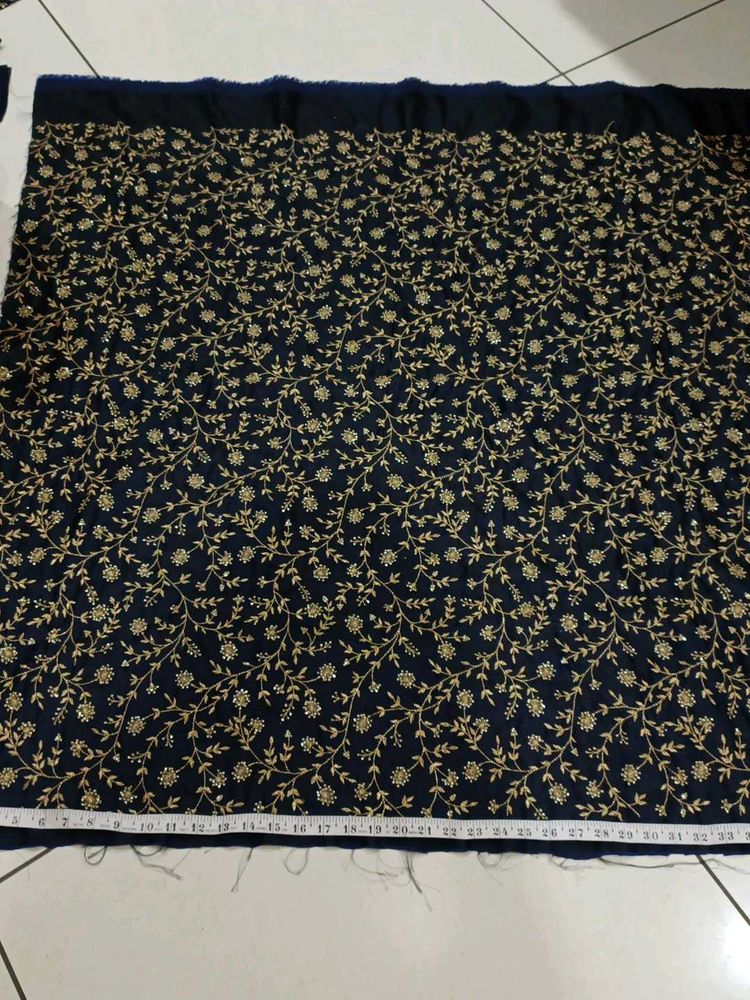 Embroidered Navy Blue Dress Material