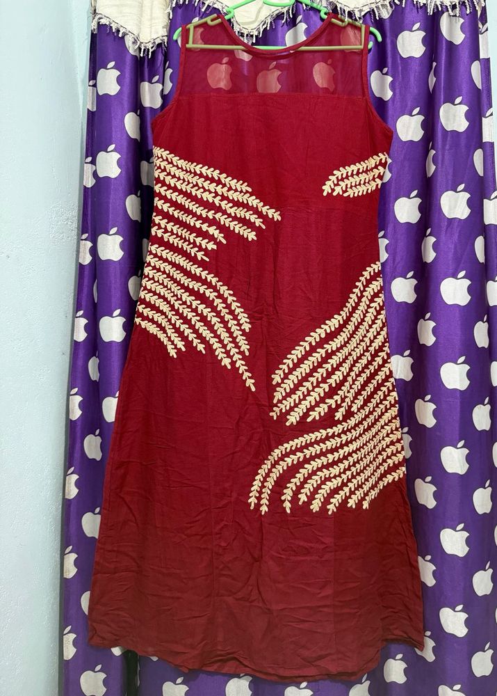 Elegant Maroon Kurta with golden Embroidery