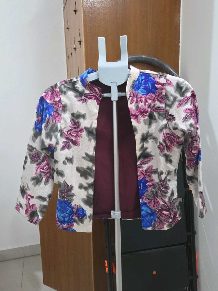Floral Print Cropped Jacket