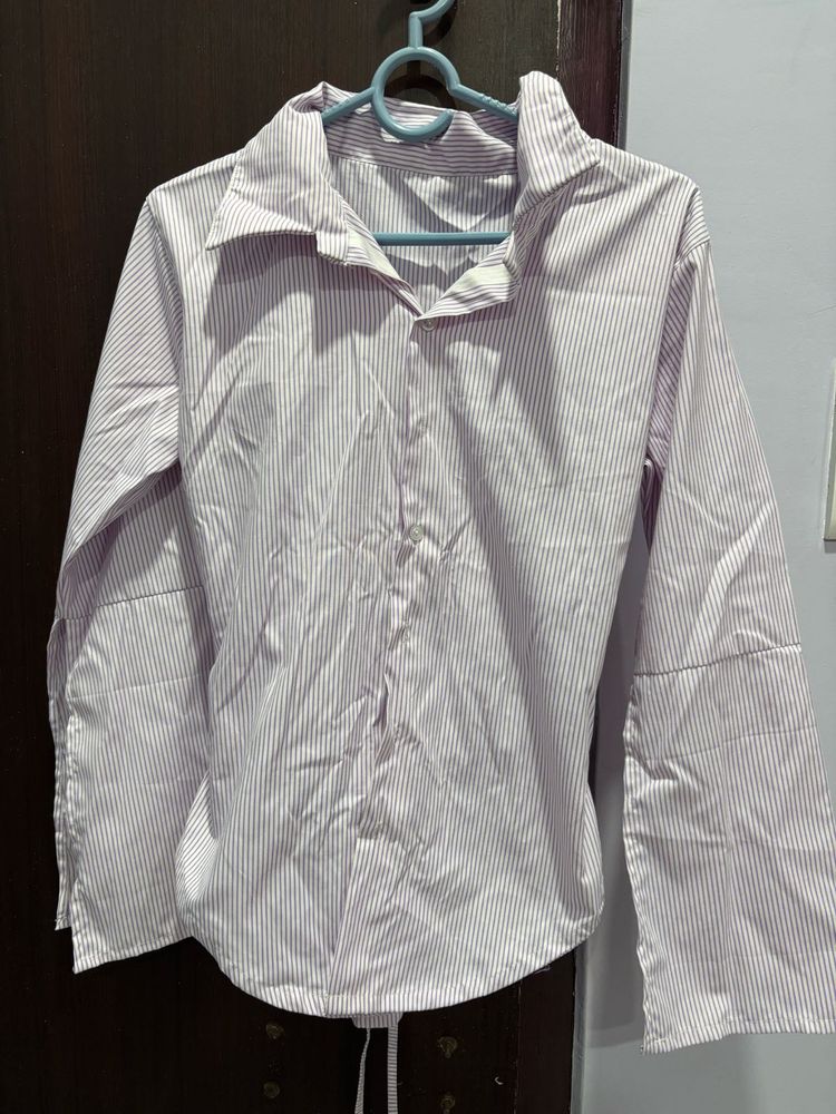 Back Tie Button-Up Shirt with Bell
