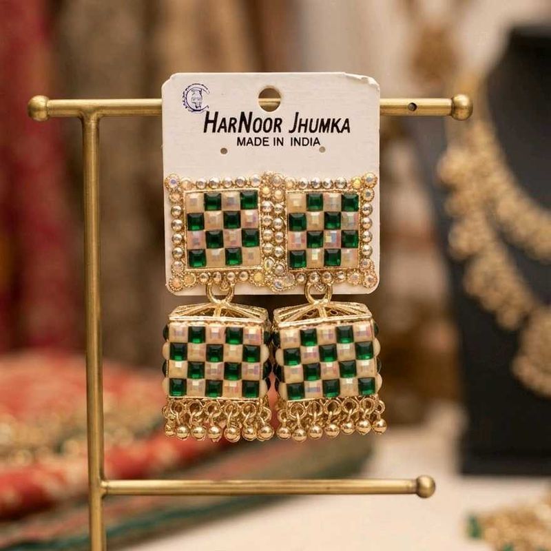 HarNoor green Jhumka Earrings