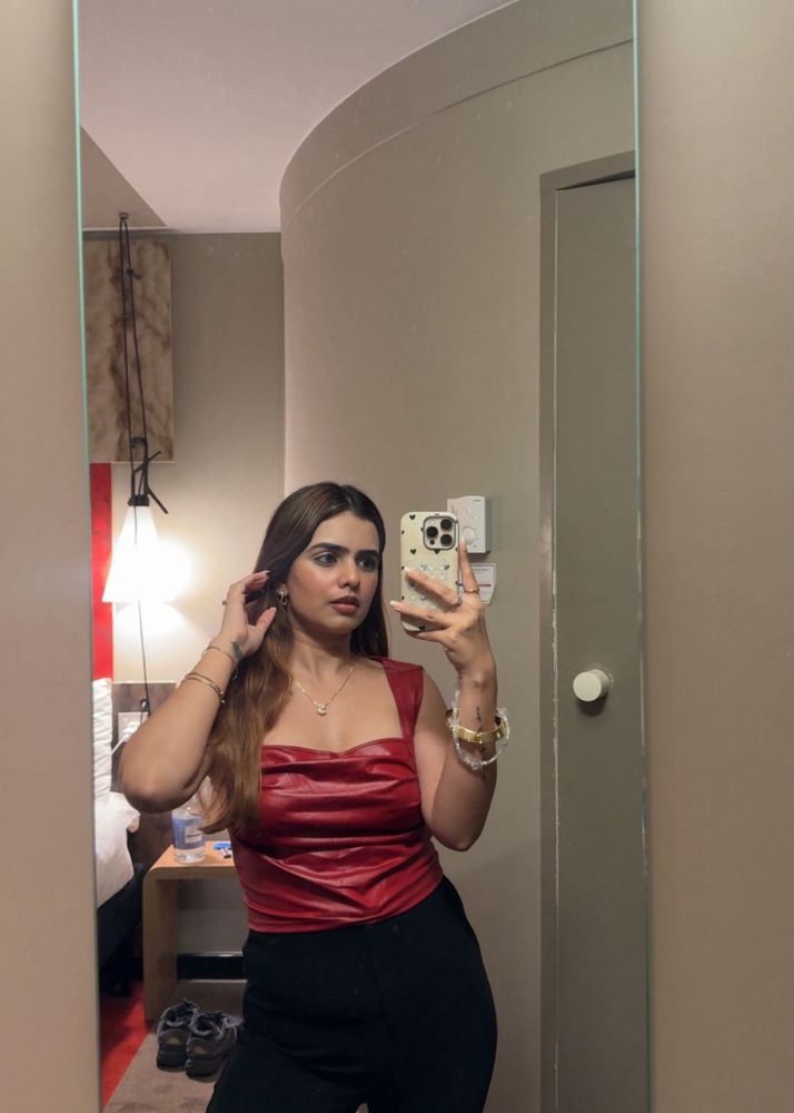 Cider Chic Red Faux Leather Top