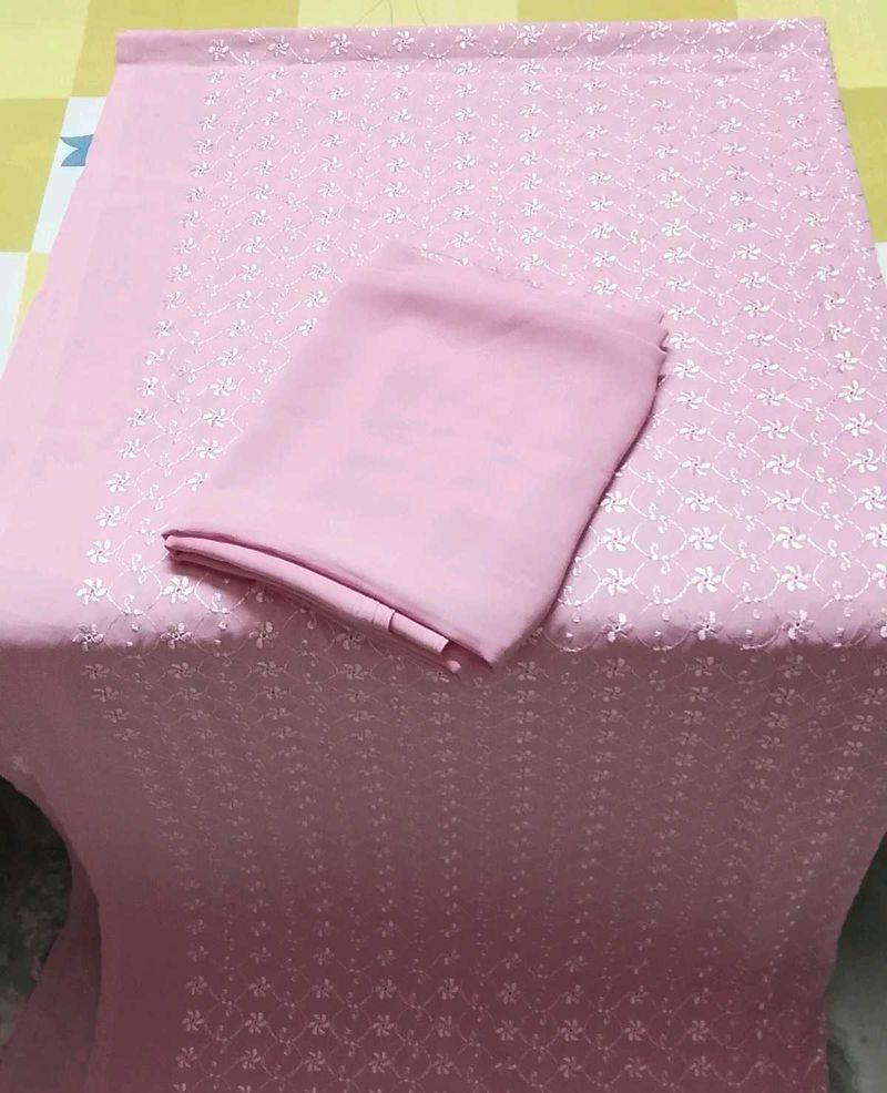 unstitched Chikankari Pink georgette suit Set