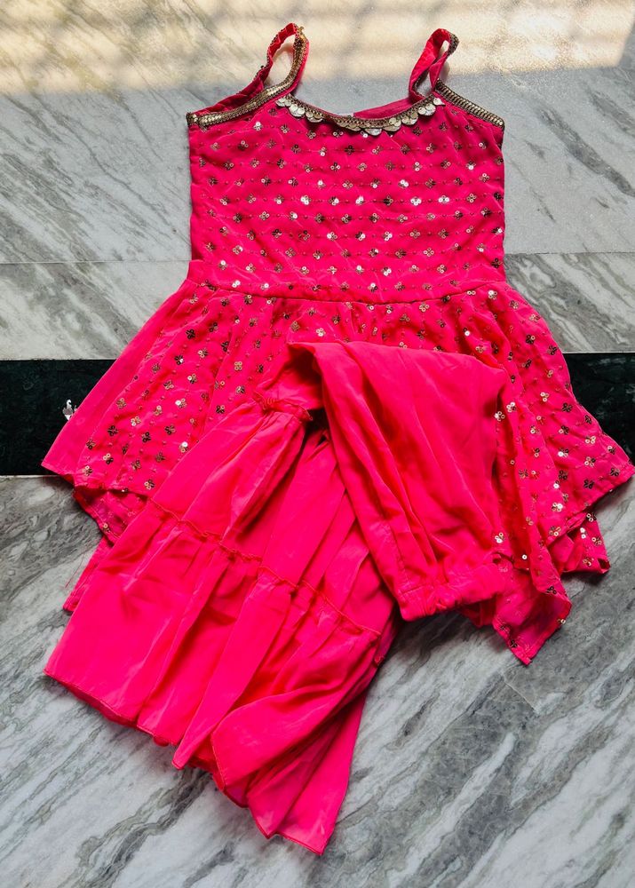 Vibrant Pink Sequined Kurta Set