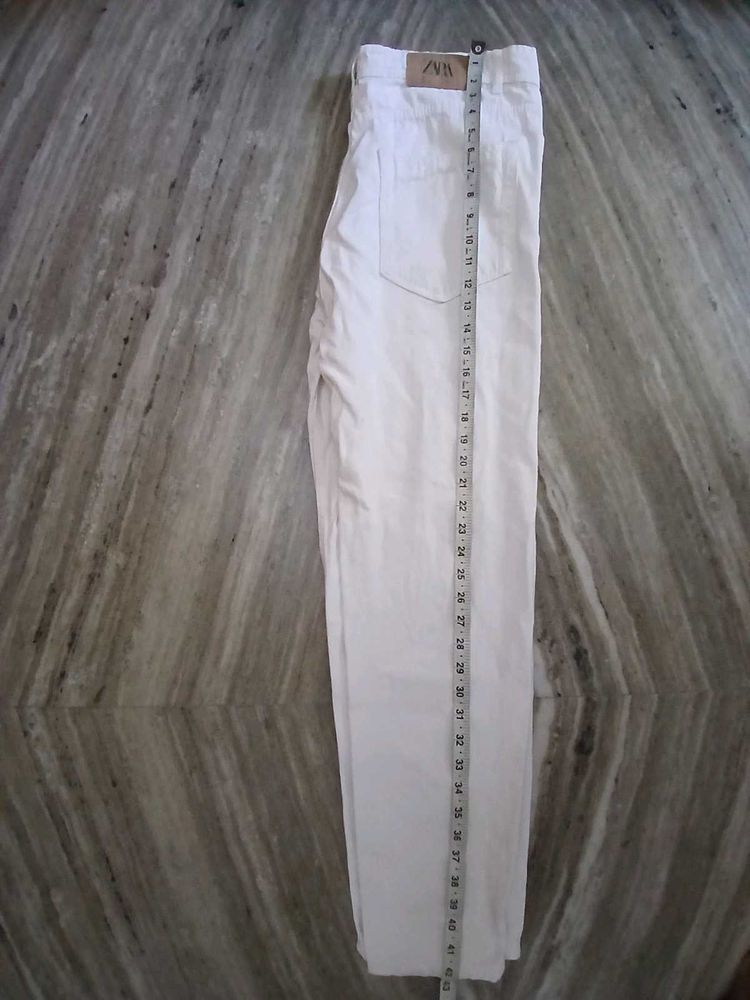 Zara White Wide Leg Trousers