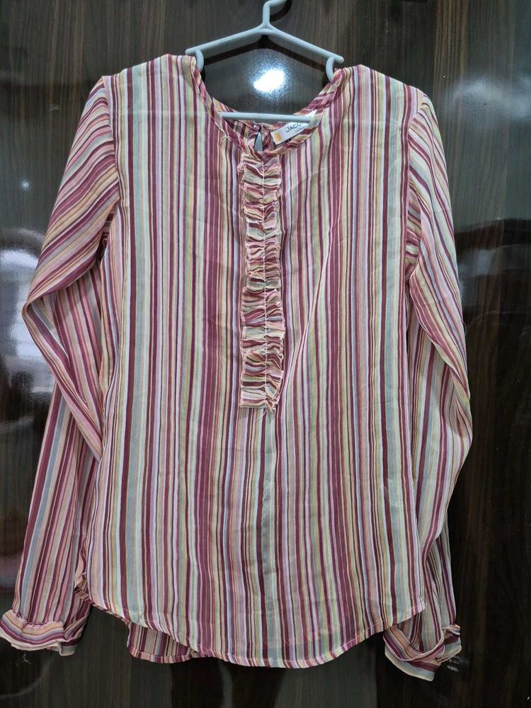 Striped Ruffle Blouse