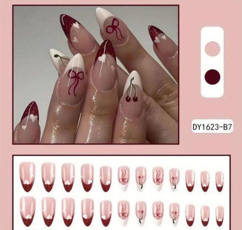 Peach Bow Nail Art Press Ons