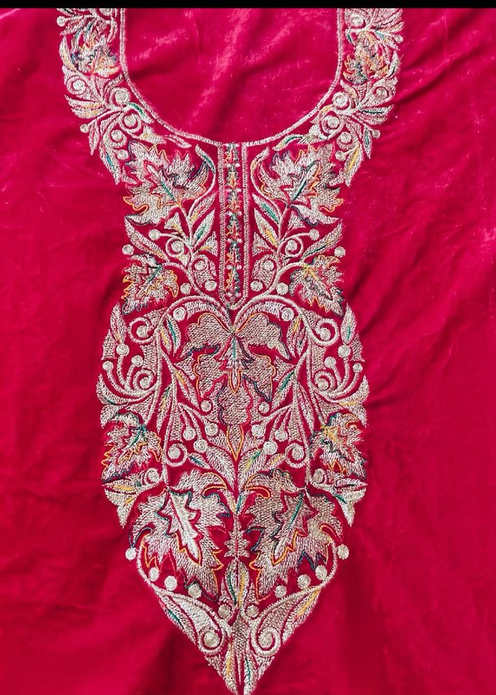 Embroidered Velvet Kurti N Bottom Set