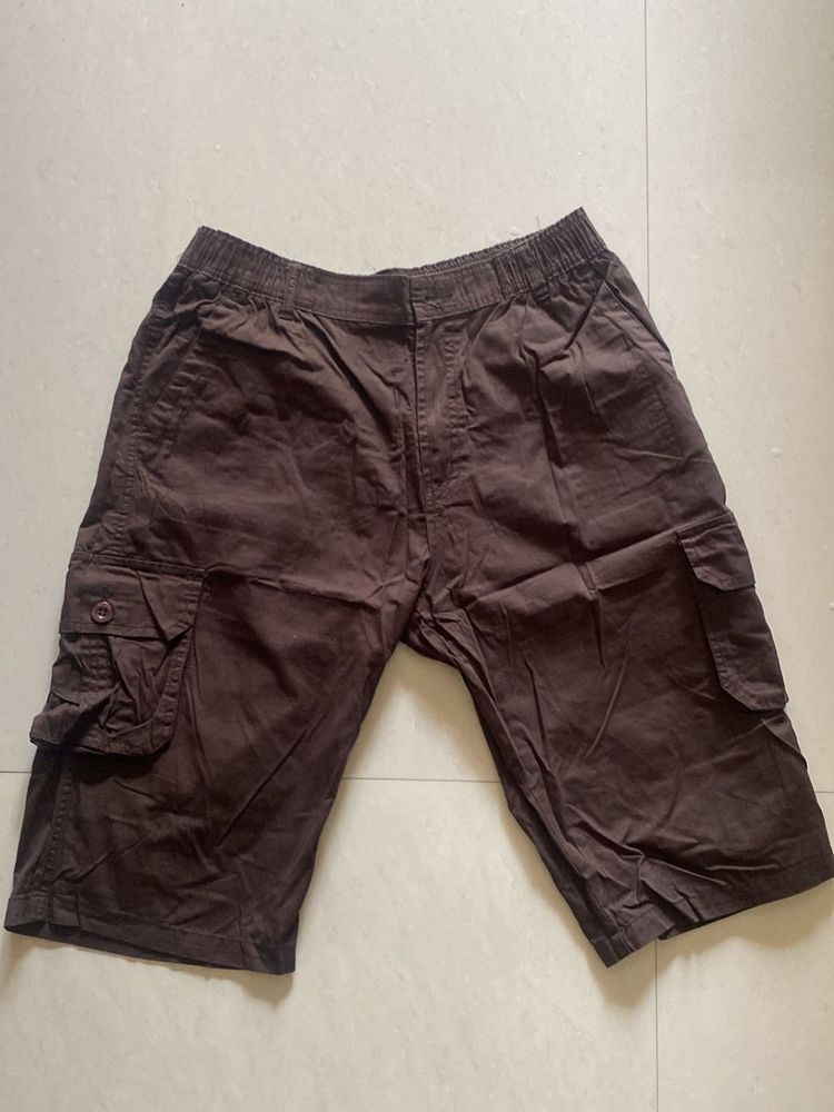 Brown Cargo Capri Pants