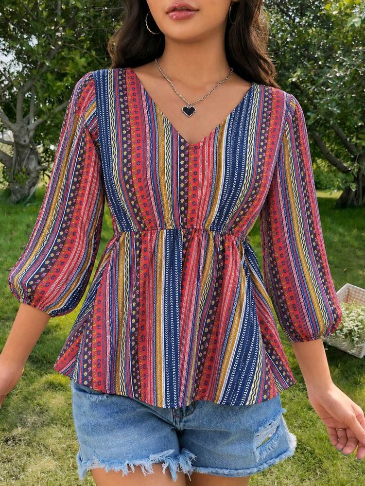 MULTICOLOR PEPLUM TOP