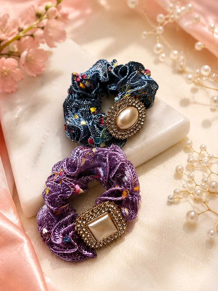 Set of 2 Embellished Scrunchies