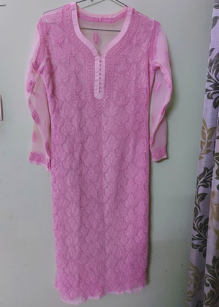 Chikankari Pink Kurta