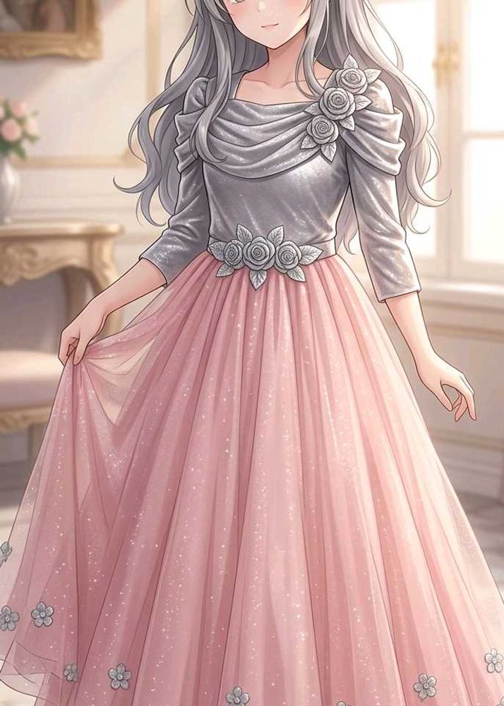 Beautiful kids party wear Peach Gown