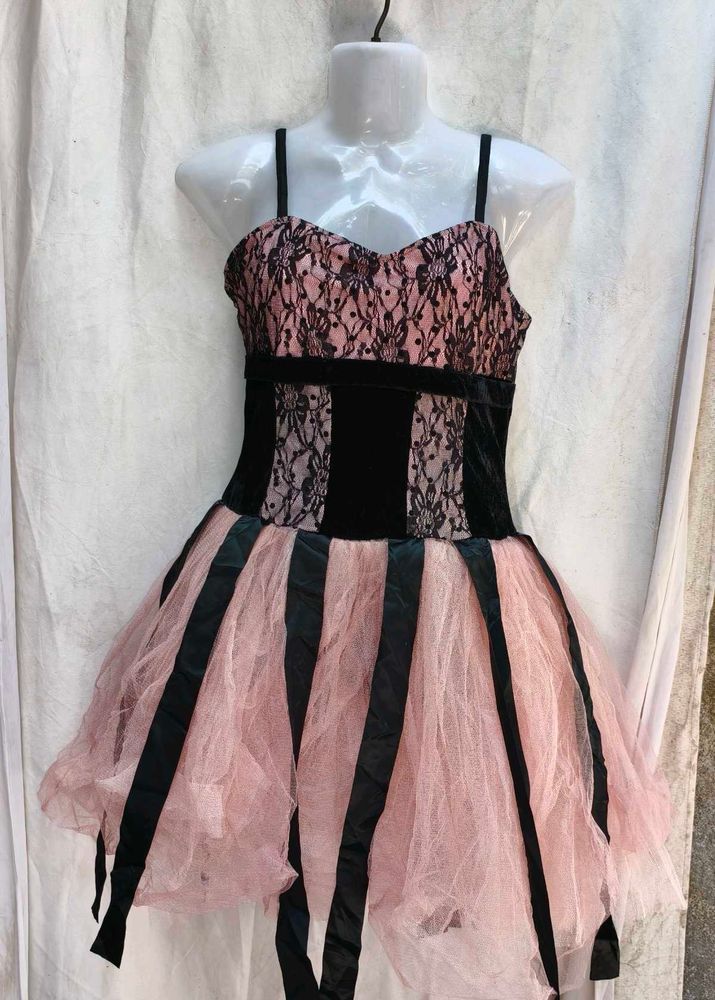 Pink &amp; Black Lace Tulle jumpsuit