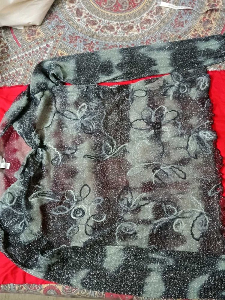 Sparkling Floral Sheer Tunic