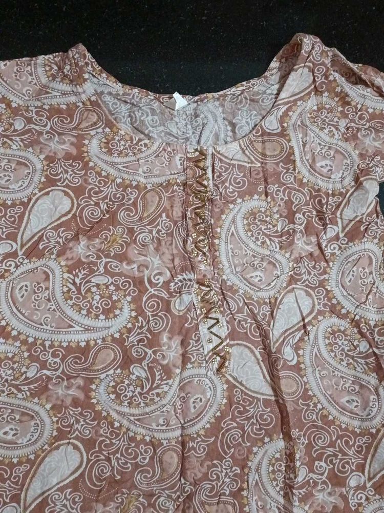 Brown Paisley Print Kurta