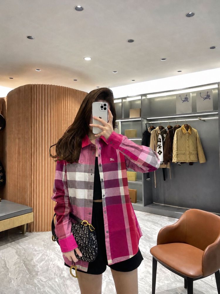 Burberry pink check shirt