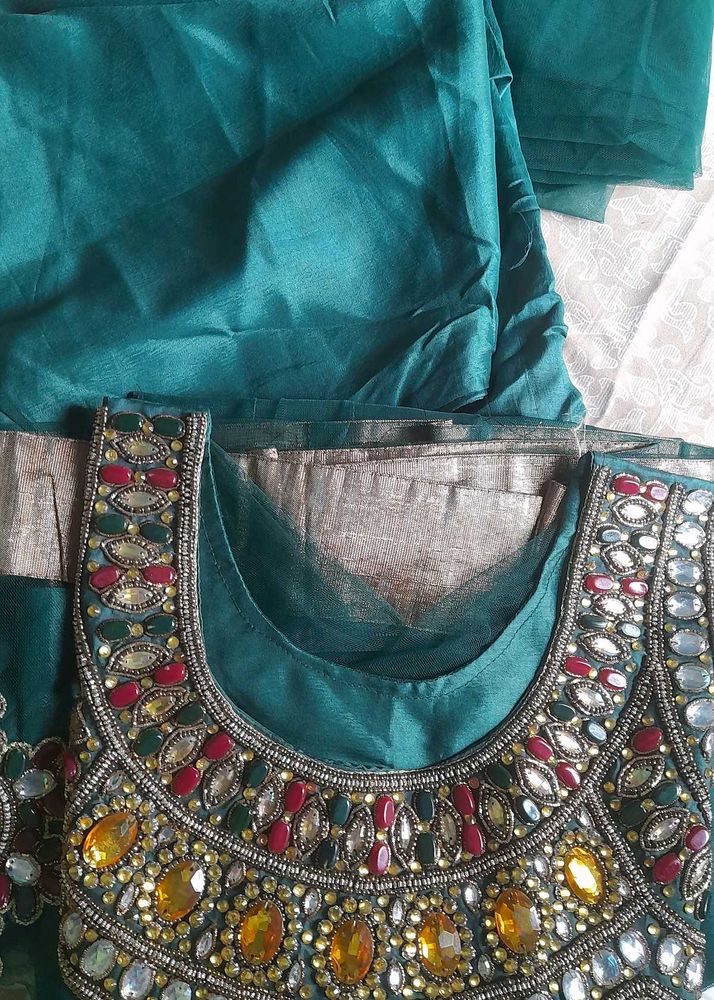 Emerald Green Heavily Embellished Anarkali Suit