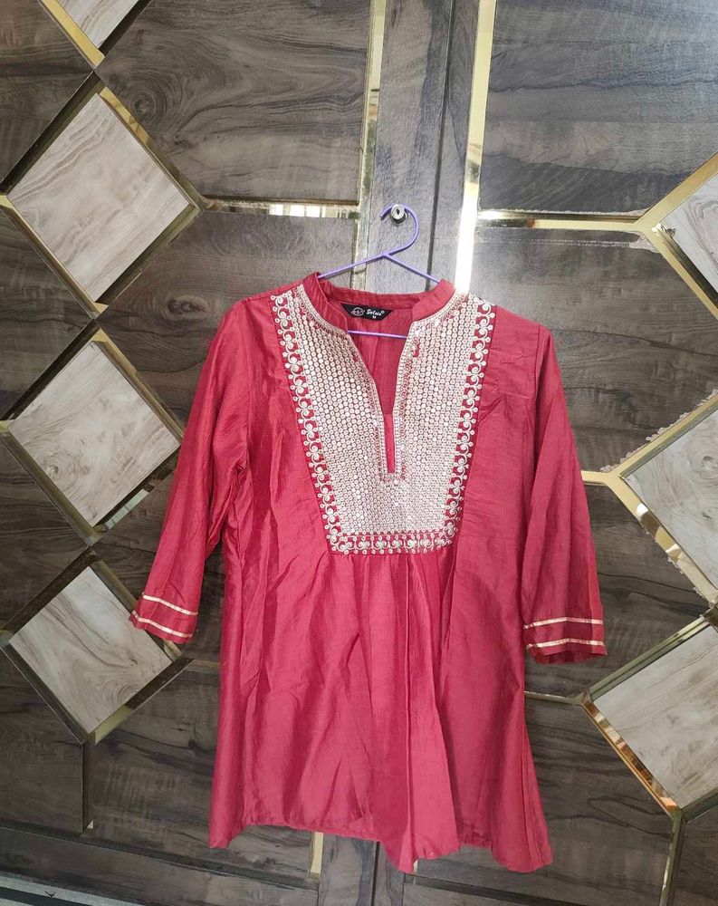Beautiful Red Embroidered Kurta