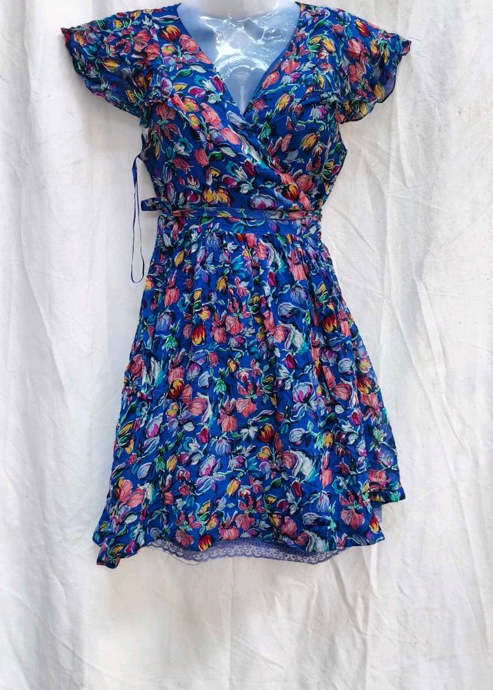 I. Floral Print Wrap Dress