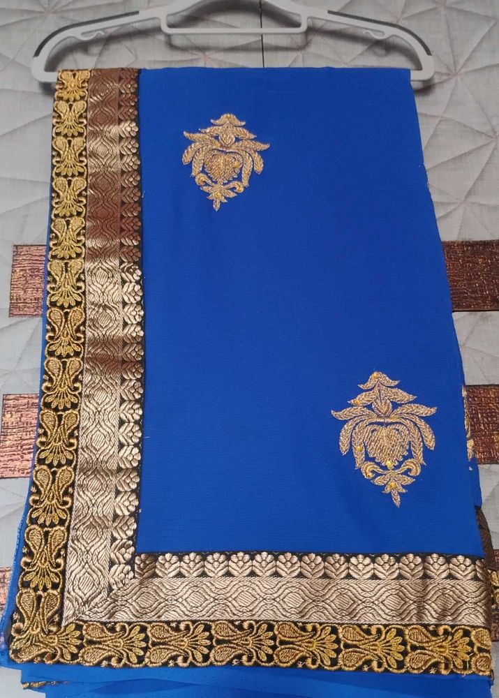 Embroidered Yellow Saree