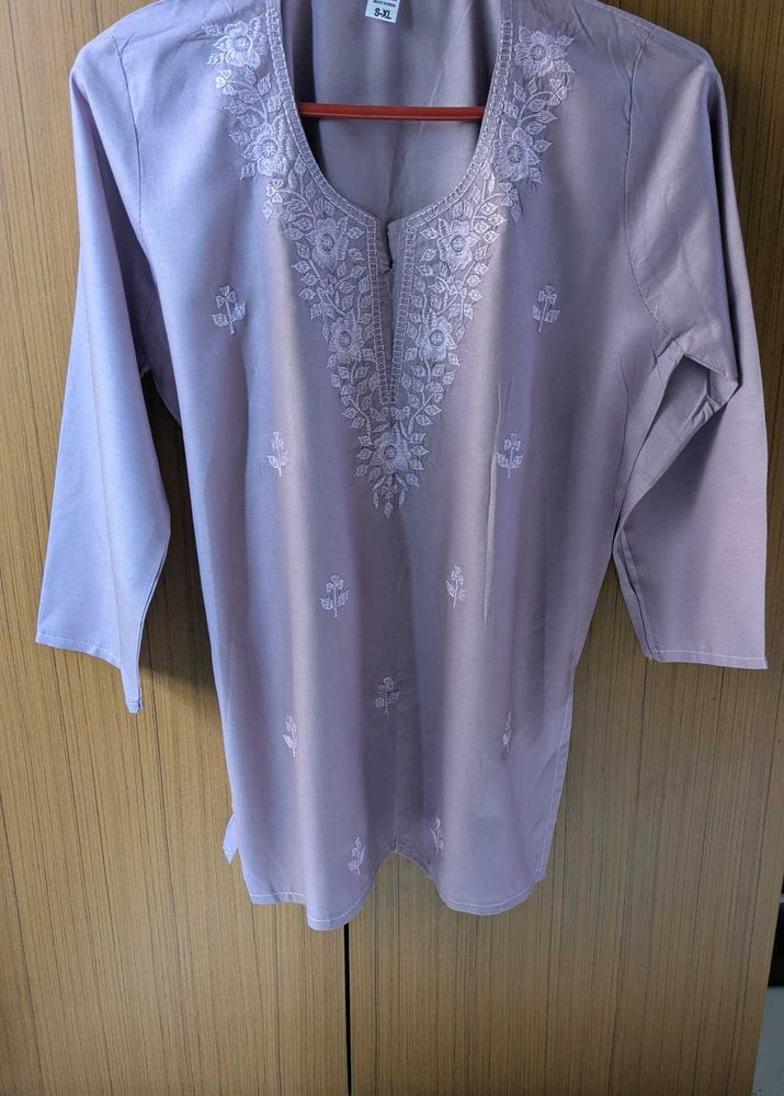 New Embroidered Lilac Kurta