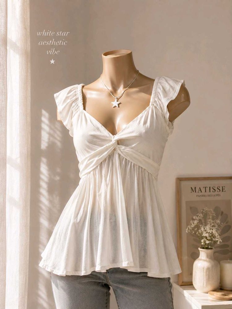 White Aesthetic Star Top
