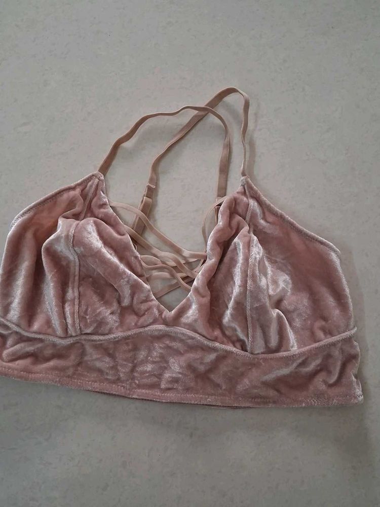 Pink Velvet Criss-Cross Bralette