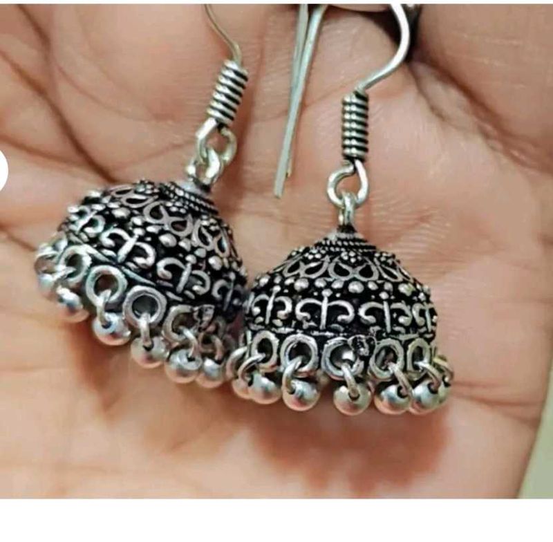 Oxidized Jhumka Earrings