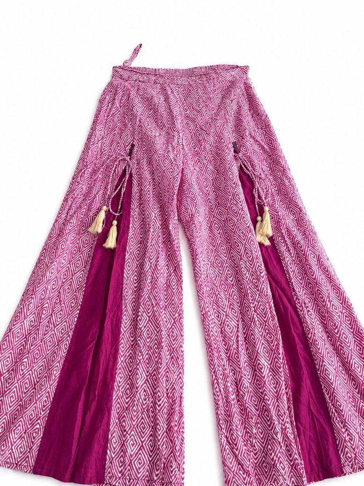 Pink Geometric Print Palazzo Pants