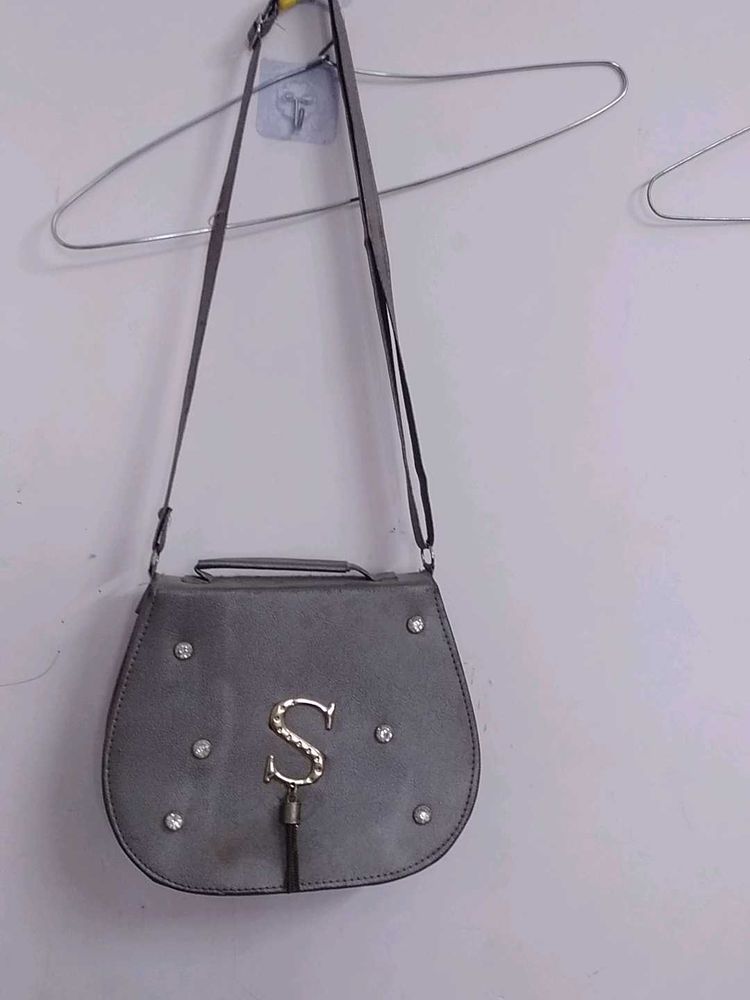 Gray Initial "S" Crossbody Bag,Used