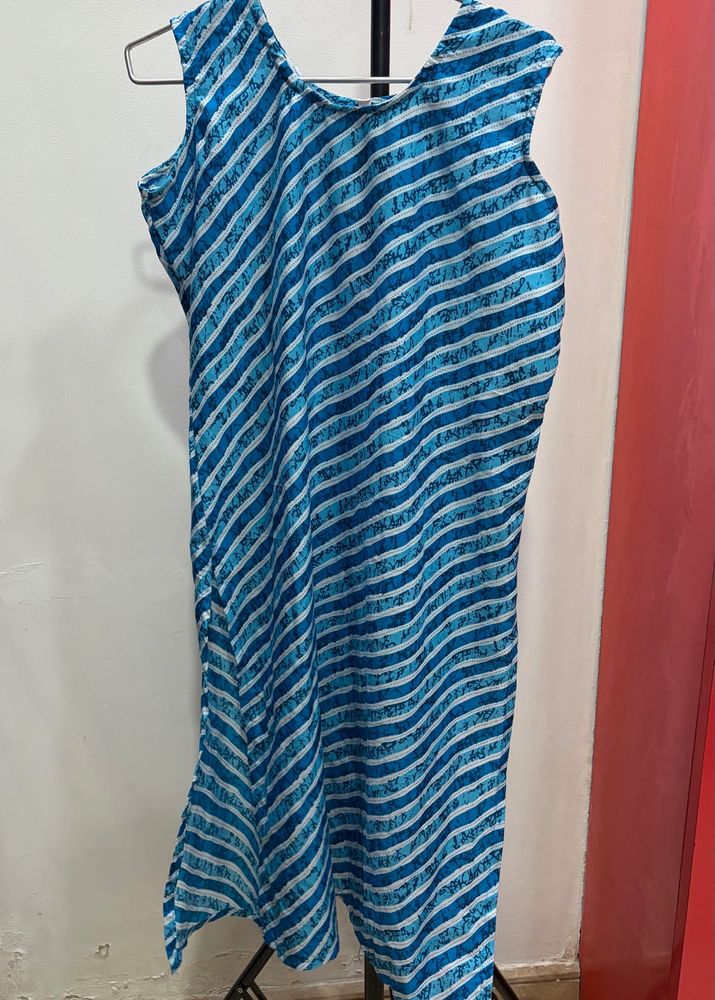 Blue Striped Cotton Kurta