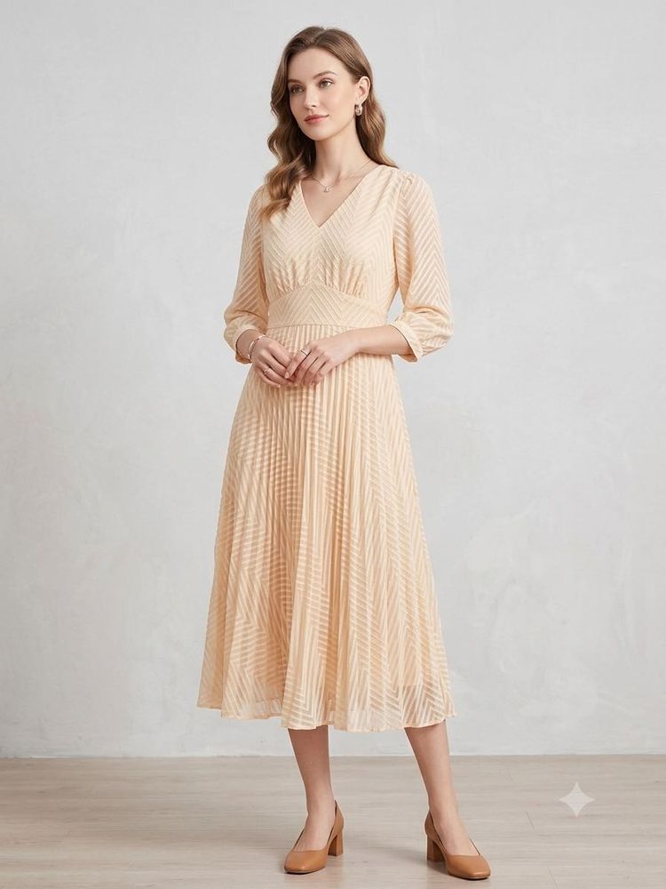 Peach Coloured Midi Dress