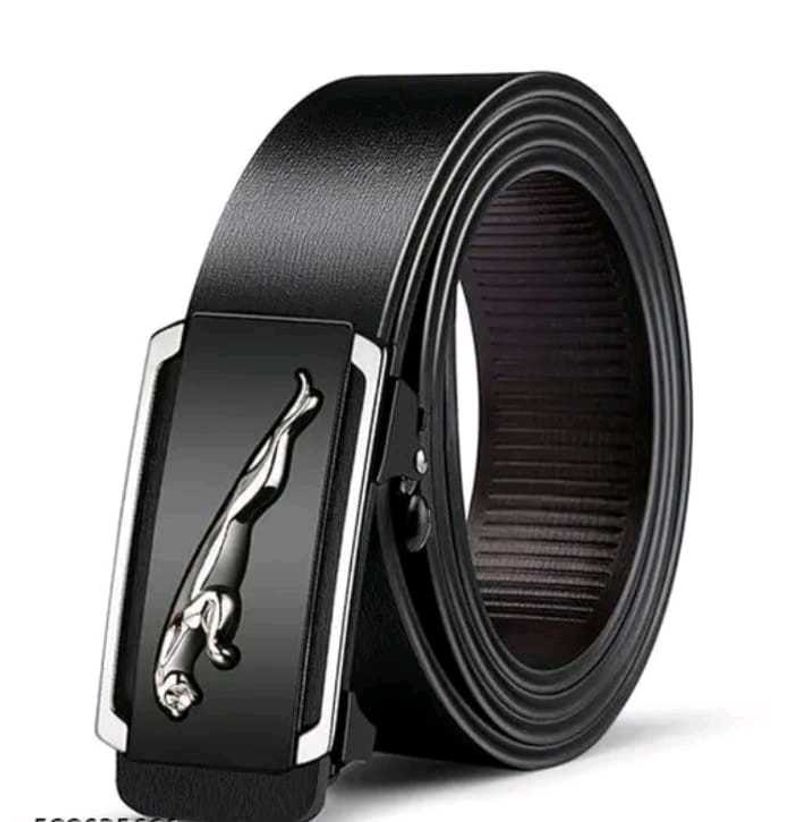 Stylish Black Belt with Jaguar Buckle
