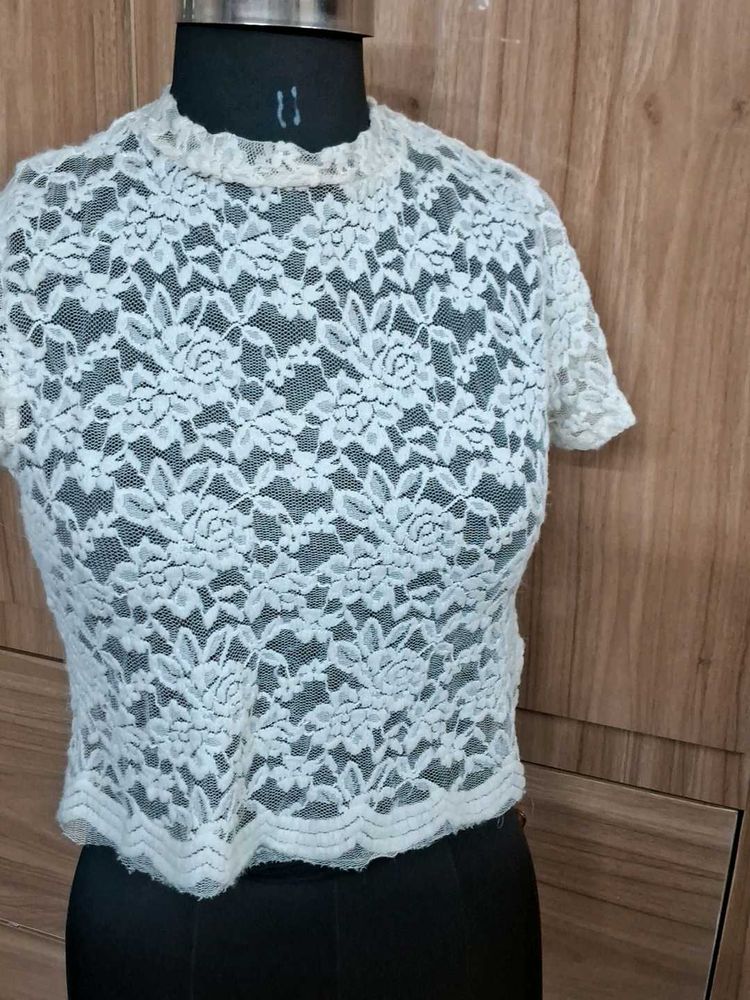 White Lace Crop Top
