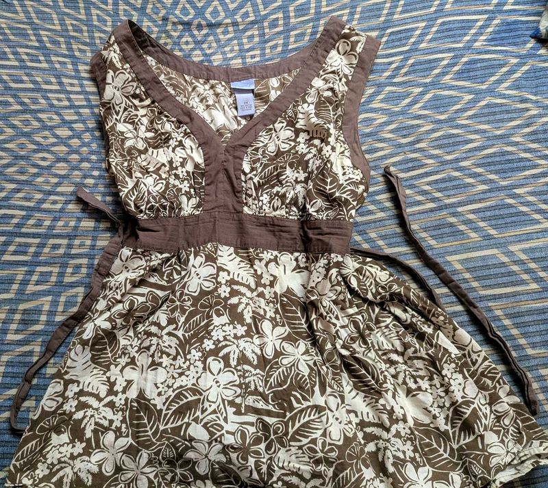 Brown Vintage Floral Print Cotton Kurti 🤎🤍