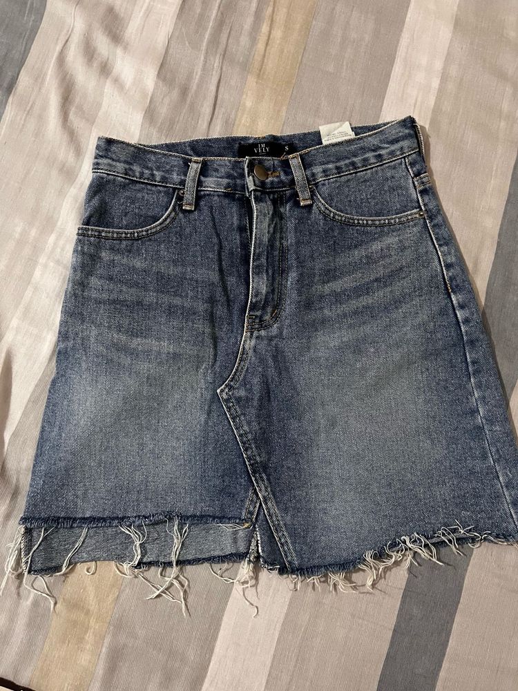 Distressed Denim Skirt
