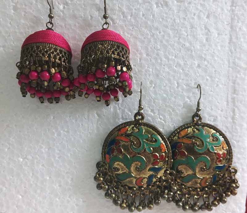 Designer Jhumka &amp; Round Earrings Set
