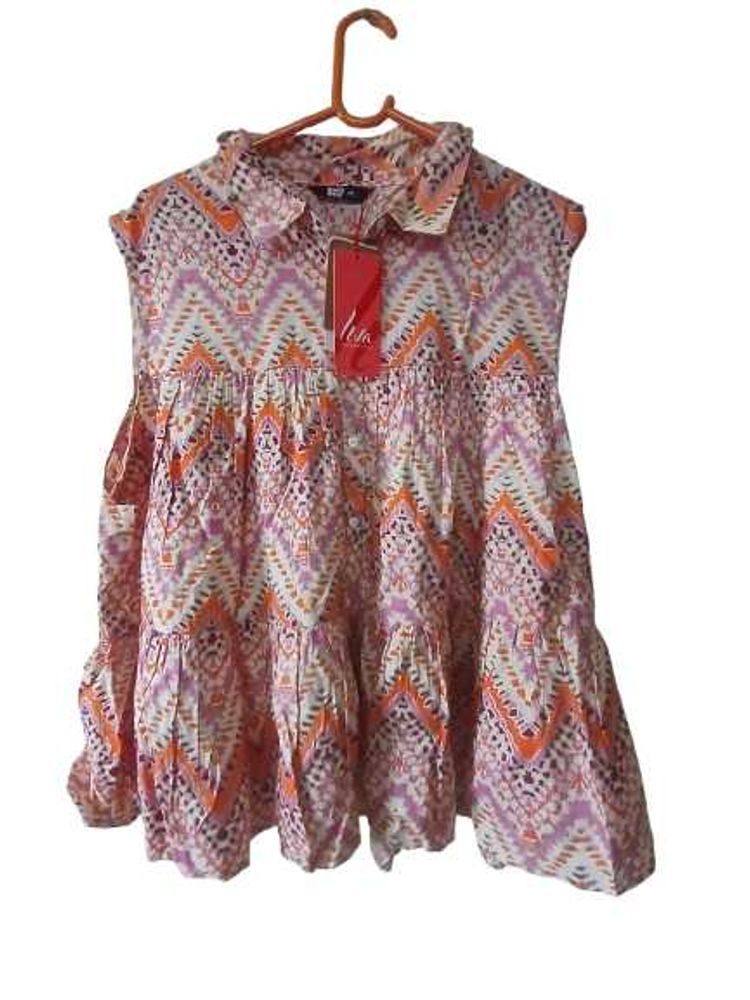 Boho Print Tiered Sleeveless Top