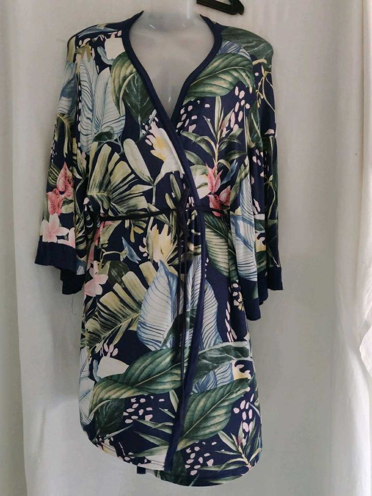 Tropical Print Wrap Robe