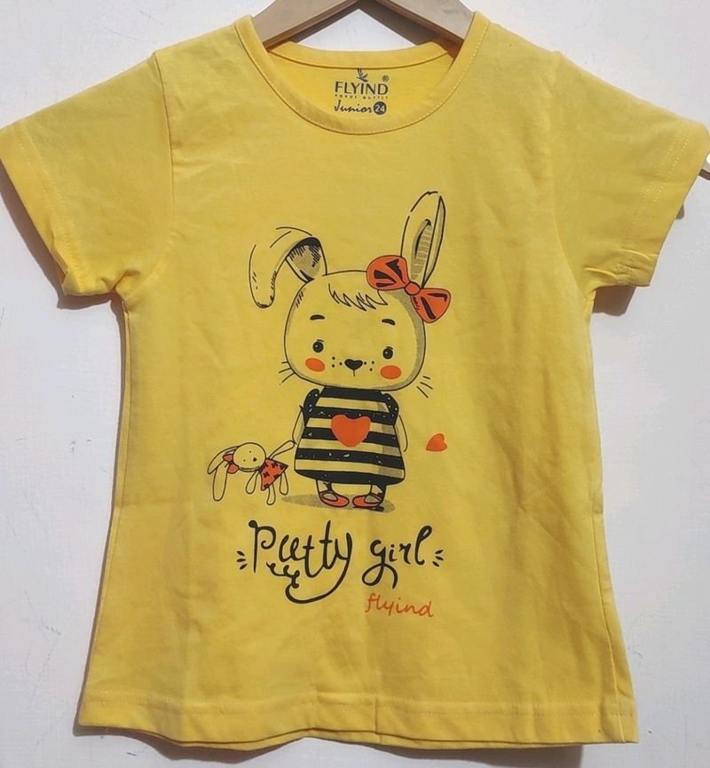 Yellow Preety Girl T-shirt For 4- 5 Year Baby
