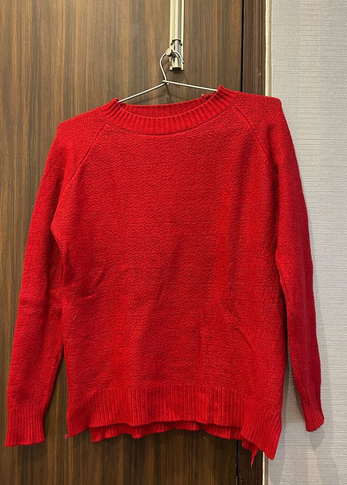 Cozy Red Textured Sweater