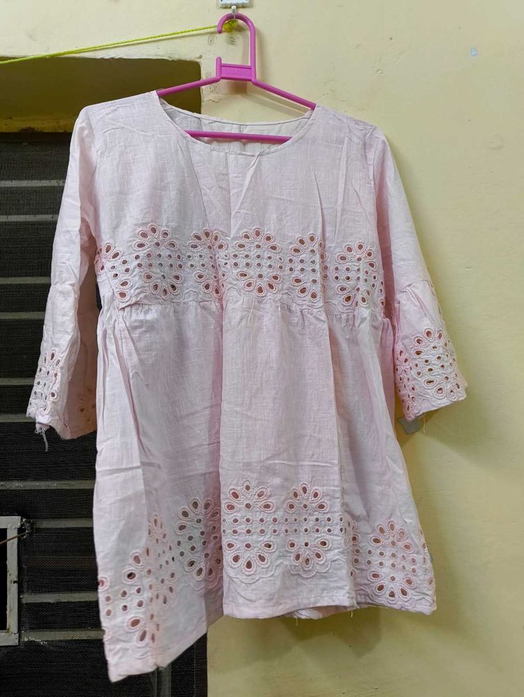 Pink Embroidered Top